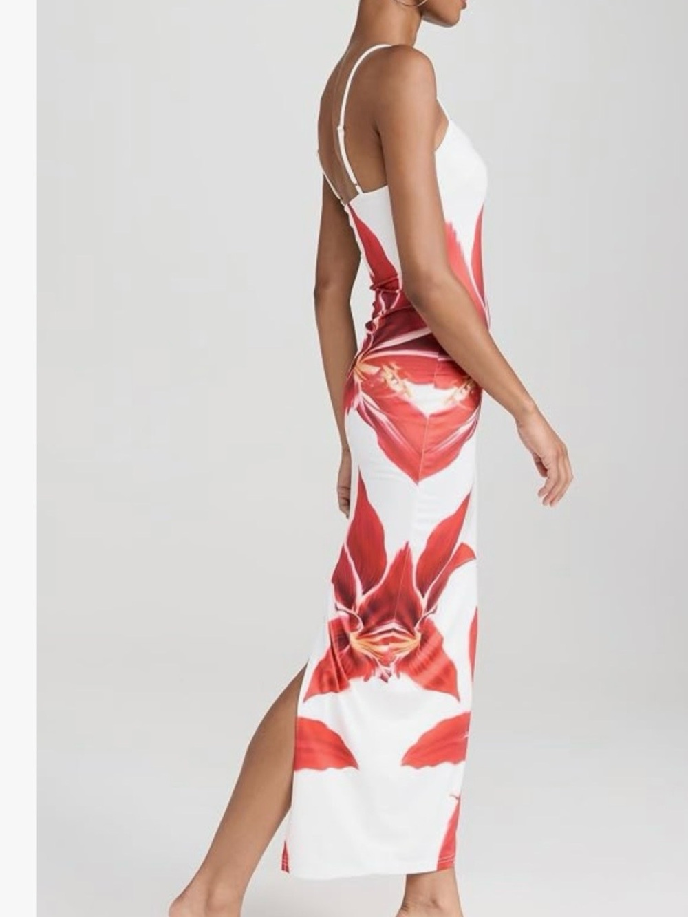 Zesica White Maxi Hibiscus Slip Dress with Red Floral - Picture 7 of 7